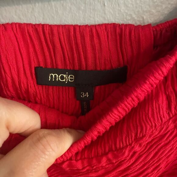 Maje Jario Red Textured Mini Skirt Size 34 - Picture 7 of 10